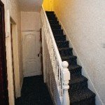A man on crutches was told to "crawl up" these stairs in his G4S-house